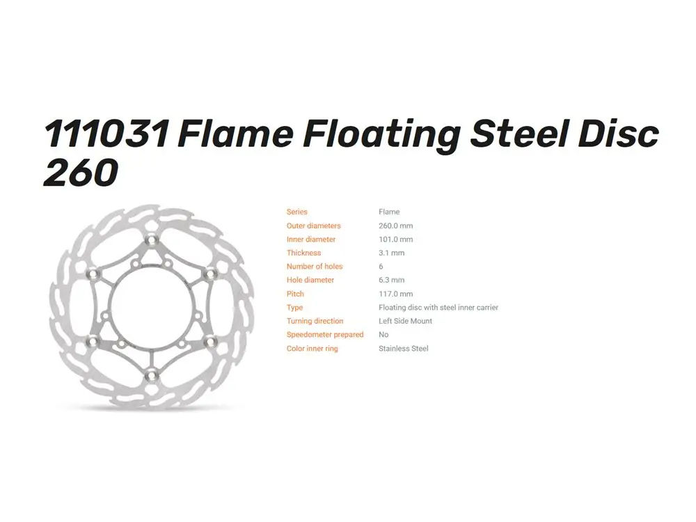 Moto-Master Bremsscheibe Flame Oversize 260 vorn passend für Honda - 111031 Heißes Angebot