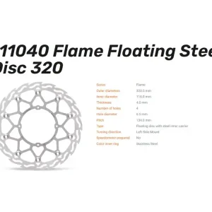 Heißes Angebot Moto-Master Bremsscheibe Flame 320 vorn passend für Honda CR 125 250 500 / XR 250 600 650 - 111040