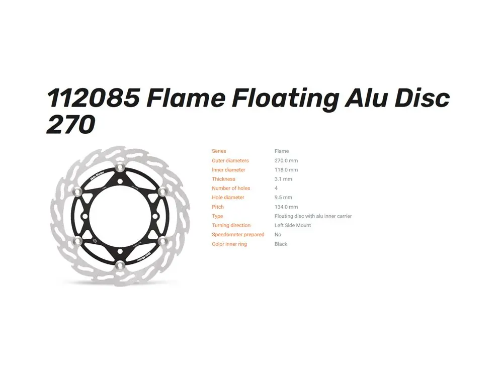 Saisonangebot Moto-Master Bremsscheibe vorn Flame Floating Alu Disc 270 passend für Suzuki RM-Z - 112085