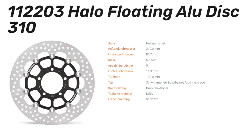 Nur Heute Moto-Master Bremsscheibe Floating-Alu Halo-Serie passend für Kawasaki - 112203