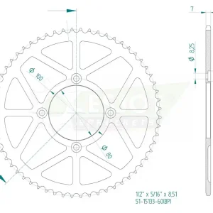 Online Kaufen Kettenrad Aluminium 60 Zähne - (428) passend für Beta Trial