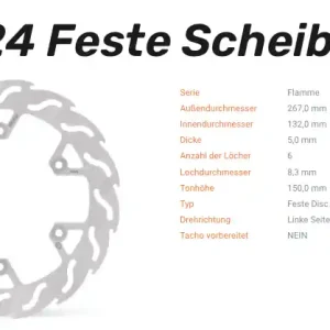 Moto-Master Bremsscheibe Flame-Serie hinten passend für Yamaha MT-01 / XP 500 T-Max - 110324 Nur Für Kurze Zeit