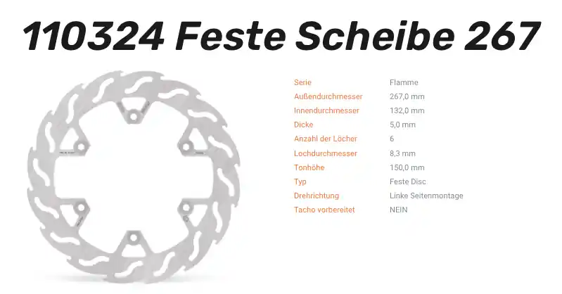 Moto-Master Bremsscheibe Flame-Serie hinten passend für Yamaha MT-01 / XP 500 T-Max - 110324 Nur Für Kurze Zeit