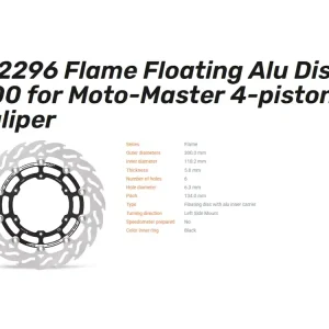 Moto-Master Bremsscheibe Flame Floating 300 vorn passend für Fantic / Yamaha WR YZ - 112296 Direkt Vom Hersteller