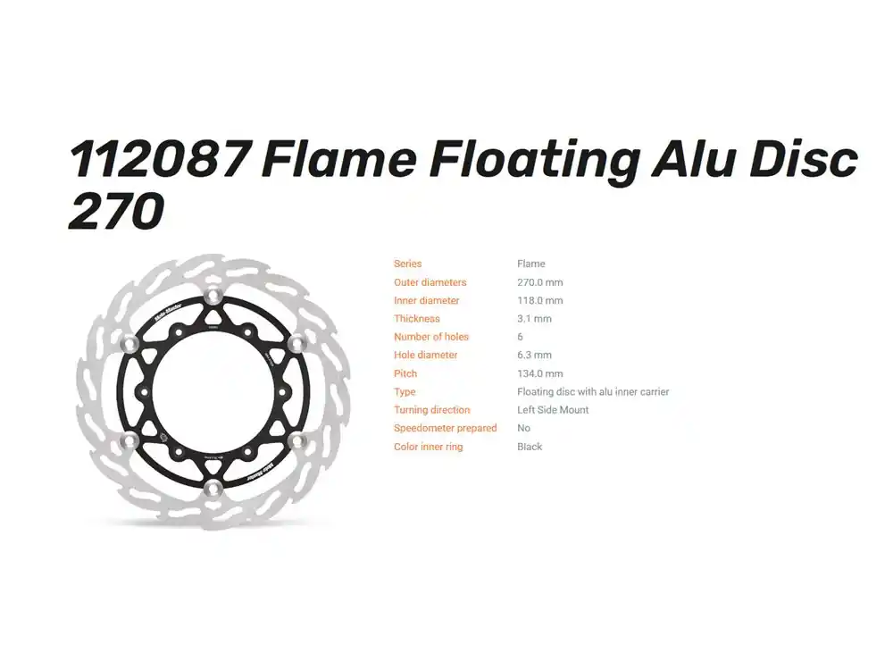 Ausverkauf Moto-Master Bremsscheibe vorn Flame Floating Alu Disc 270 - 112087