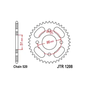 Kettenrad Stahl 44 Zähne - (520) passend für Honda TLR200D Preisreduziert