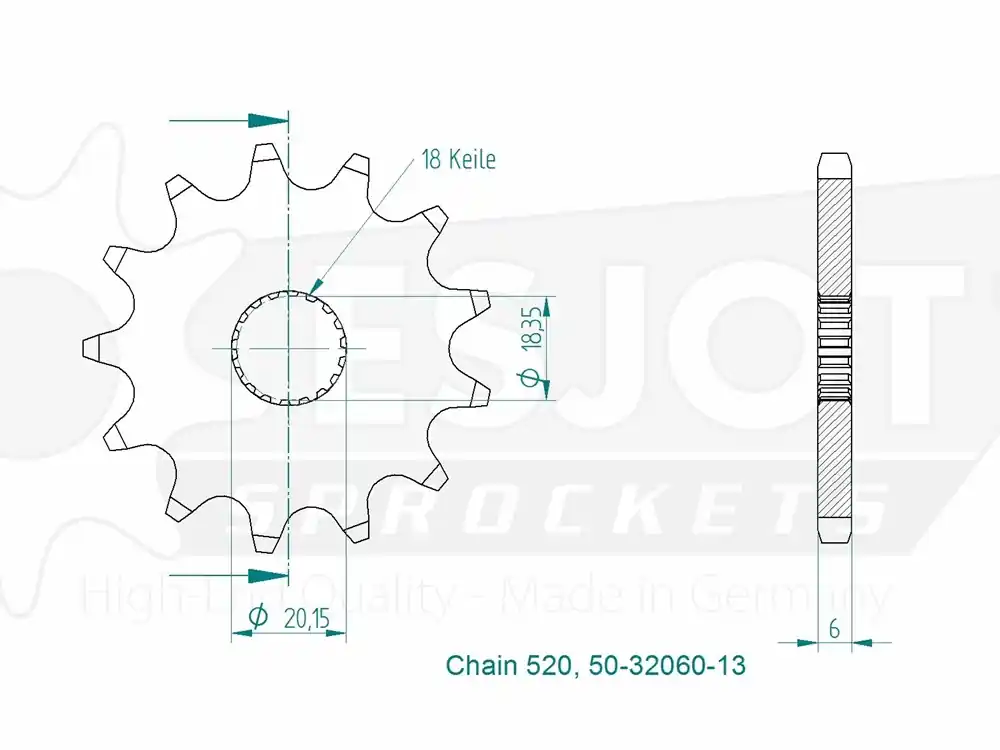 Expressversand Kettenritzel 13 15 Zähne (520) passend für Aprilia MX125 MX250 ETX 125