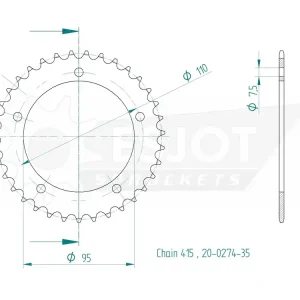 Neuheit Kettenrad Stahl 35 40 42 Zähne - (415) 20-0274-x passend für Hercules KX5 / Supra 4 GP