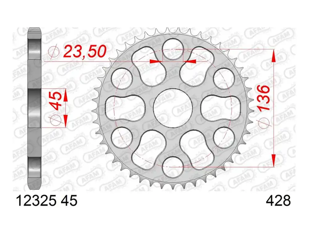 Kettenrad Stahl 45 Zähne passend für Yamaha XG 250 Trigger XT250 YBR 250 (428) Gratis Versand