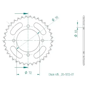 Bestseller Kettenrad Stahl 32 35 37 40 42 44 Zähne - (415) passend für KTM SS 50 Super Enduro 20-1372-x