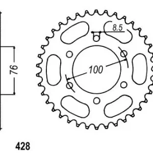 Kettenrad Alu 46 47 Zähne (428) passend für Yamaha YZF-R 125 / MT-125 Must-Have