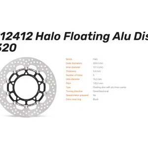 Moto-Master Bremsscheibe Halo 320 vorne passend für Suzuki GSX-8S R GSX-S 750 Vstrom 800 - 112412 Sale