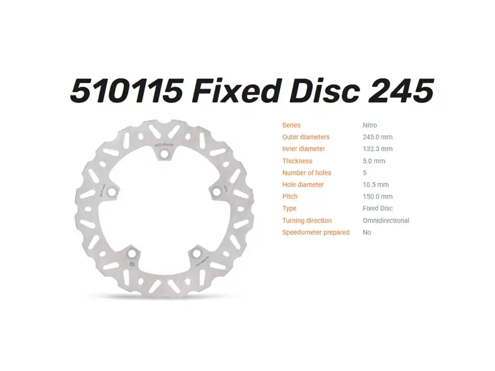 Moto-Master Bremsscheibe Nitro hinten passend für Yamaha MT07 MT09 Tracer XSR Tenere - 510115 Neu Im Sortiment