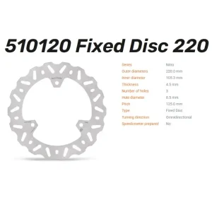 Markenprodukt Moto-Master Bremsscheibe Nitro hinten passend für Yamaha MT03 R25 YZF-R3 - 510120