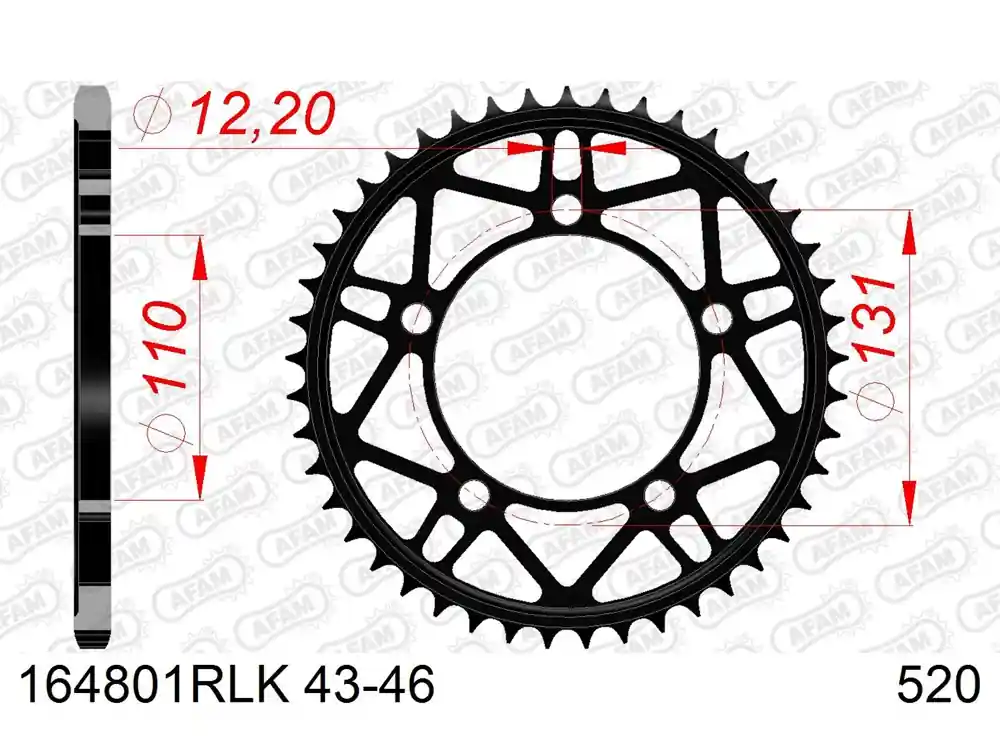 Nur Heute Rennkettenrad Racing Steel 43 bis 46 Zähne - (520) passend für BMW S1000 R / RR / XR