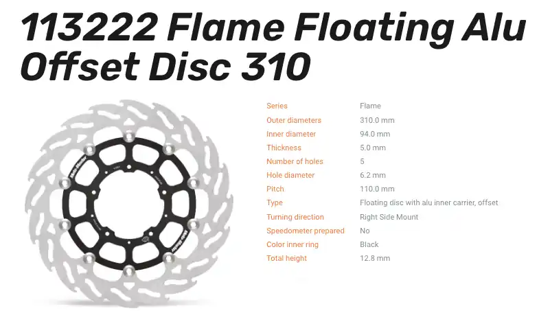 Moto-Master Bremsscheibe Flame Floating-Alu Disc Offset vorne passend für Honda - 113222 Sale