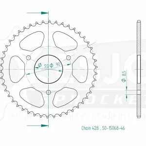 Preisreduziert Kettenrad Stahl 46 Zähne (428) passend für Rieju RS2 125 Naked Matrix Pro