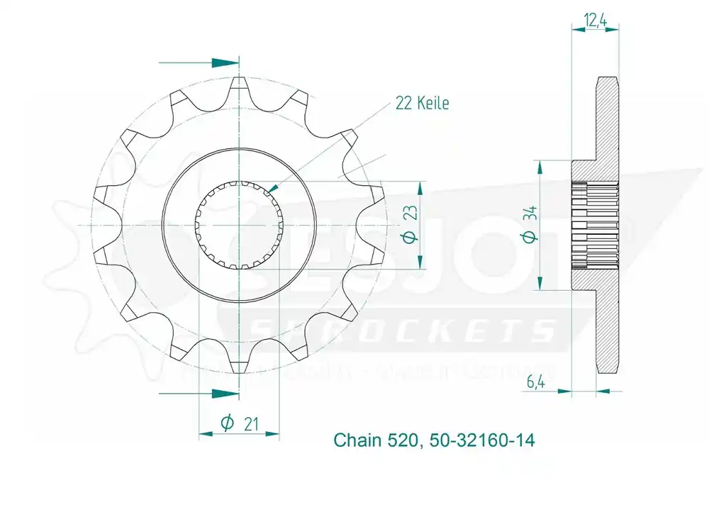 Finale Aktion Kettenritzel 13 bis 15 Zähne (520) passend für Yamaha YFM 250 R Raptor