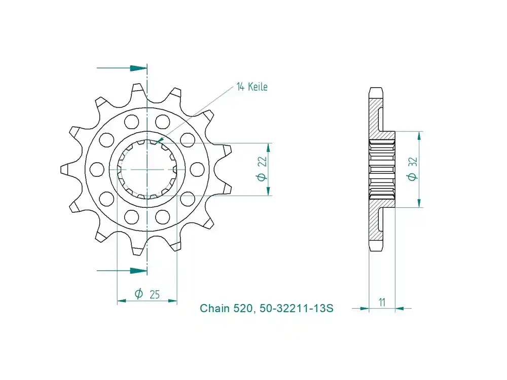 Kettenritzel 12 13 14 Zähne (520) passend für Ducati Desmo 450 MX Abverkauf