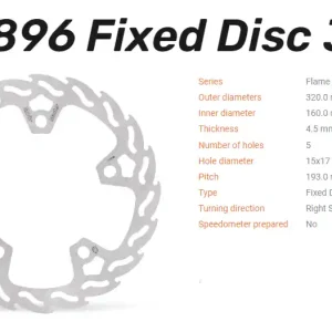 Finale Aktion Moto-Master feste Bremsscheibe Flame vorn rechts passend für Harley Davidson - 110896