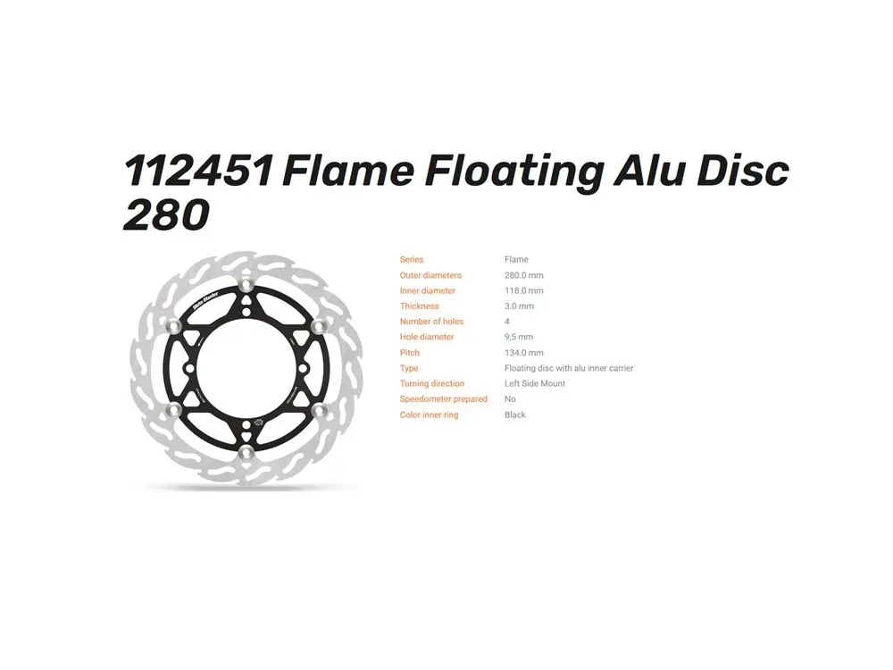 Moto-Master Bremsscheibe Flame Floating 280 Oversize passend für Suzuki RM-Z RMX - 112451 Gratis Versand
