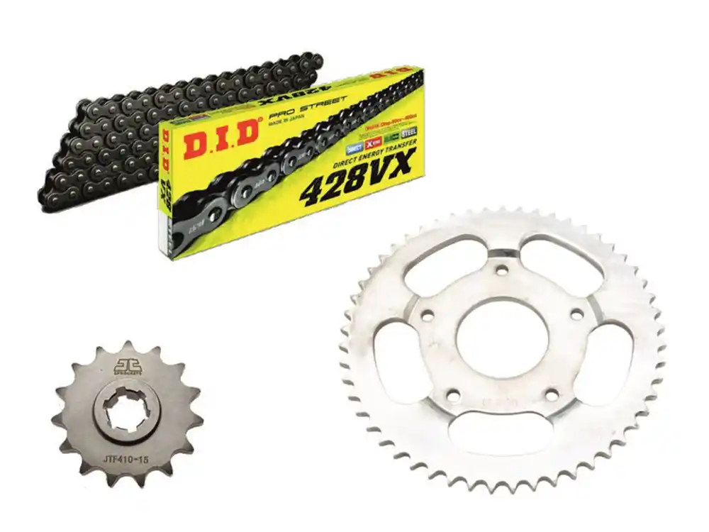 Echt DID Kettensatz passend für Sachs XTC 125 4T Bj.02-07 DID428 HD NZ VX Kette