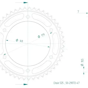 Letzte Chance Kettenrad Stahl CNC 47 Zähne (525) passend für Zontes 703 F Adventure