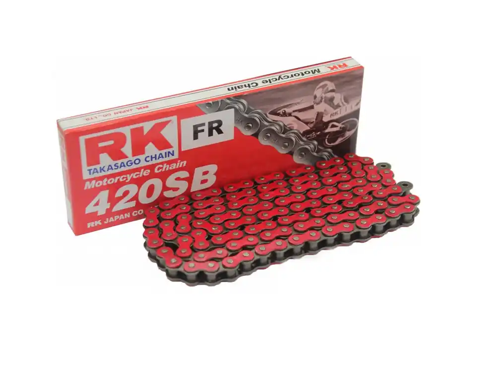 Preisreduziert Motorradkette RK 420 SB 146 Glieder orange grün silbergrau