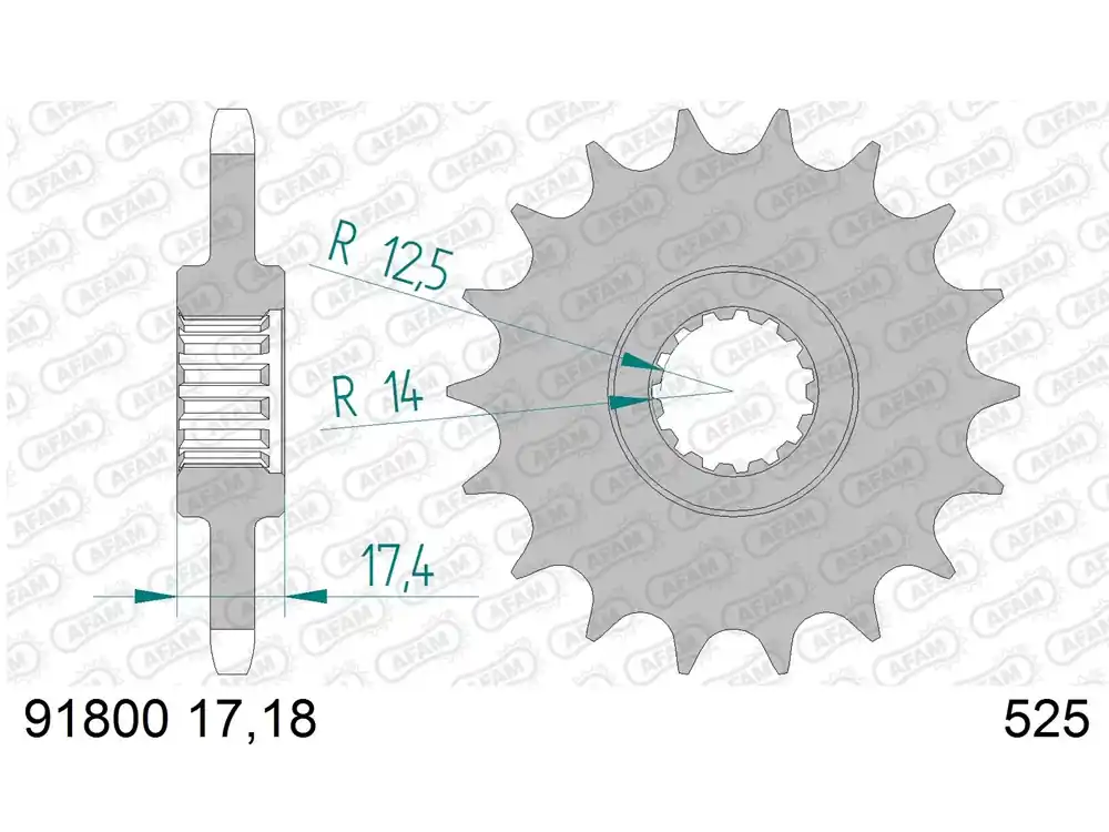Ritzel 17 18 Zähne (525) passend für Voxan Garantierte Lieferung