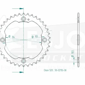 Kettenrad Stahl 38 40 Zähne (520) passend für Triton Outback Nur Für Kurze Zeit