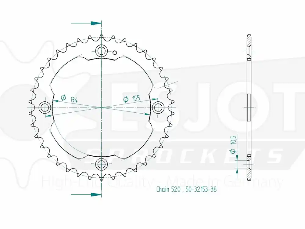 Kettenrad Stahl 38 40 Zähne (520) passend für Triton Outback Nur Für Kurze Zeit