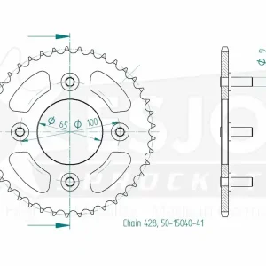 Sonderaktion Kettenrad Stahl 41 49 Zähne (428) passend für Sym Husky 125 / Wolf 125 N Ni