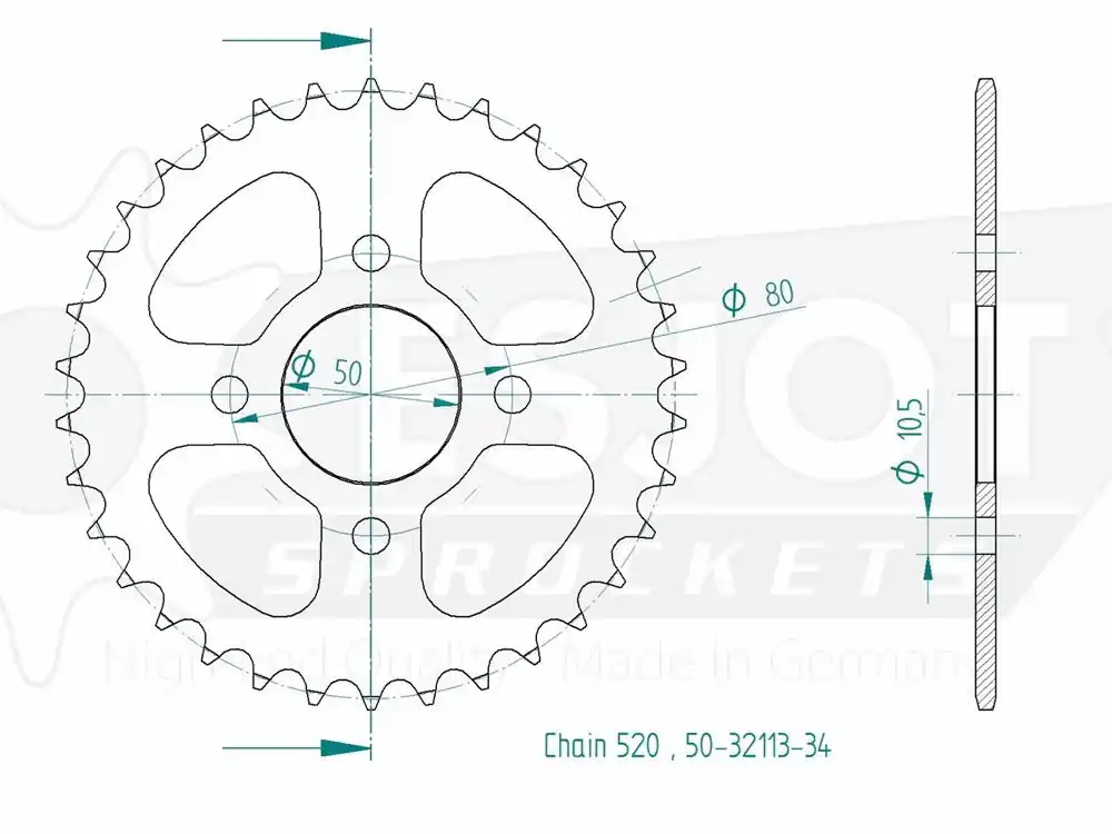 Beliebt Kettenrad Stahl 30 32 34 36 38 Zähne (520) passend für E-Ton Viper / Yukon / Challenger / Vortex
