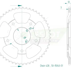 Gratis Versand Kettenrad Stahl 51 58 Zähne (428) passend für Sachs XTC XTV 125