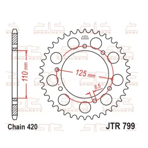 Kettenrad Stahl 48 Zähne (520) passend für Suzuki PE 175 Nur Heute
