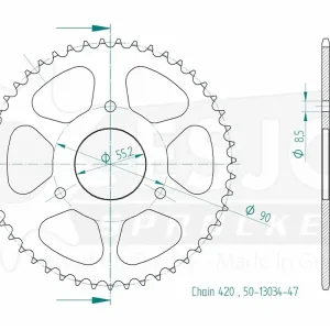 Super-Preis Kettenrad Stahl 47 Zähne (420) passend für Rieju 50 Naked / RS2 Matrix Pro