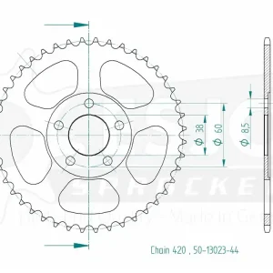 Neu Im Sortiment Kettenrad Stahl 44 Zähne (420) passend für Rieju RS1 50
