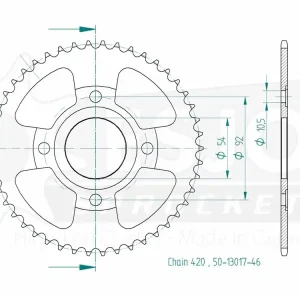 Kettenrad Stahl 46 47 60 Zähne (420) passend für MBK 50 X-Power / Yamaha TZR 50 Mega-Angebot