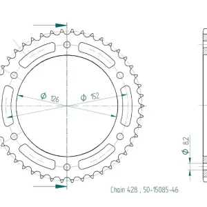 Kettenrad Alu 46 Zähne (428) passend für Hyosung XRX 125 Supermoto Kostenloser Rückversand