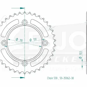 Kettenrad Stahl 36 38 Zähne (530) passend für Dinli Dl801 DL802 DMX 270 300 350 Wochenendangebot